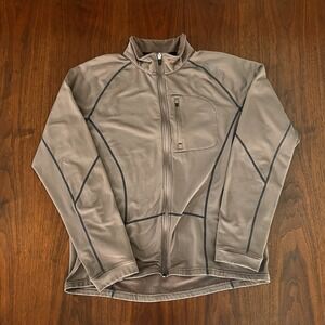 Cannondale Cycling Full Zip Jacket Gray Zip Pockets Mens XL Fleece Lined Stretch